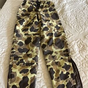 LL Bean Marsh Camo Pants Nylon GoreTex Lined Hunting Jr Or Small Sz 25 Waist